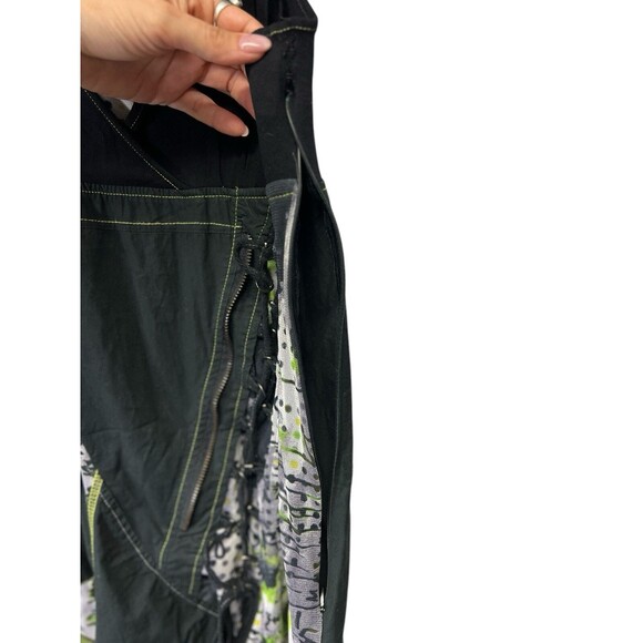 Vintage CACHE Y2K Black Green Graphic Asymmetrical Dress Goth Indie Grunge 40 - Picture 8 of 14